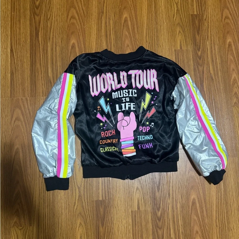 DreamWorks Trolls World Tour girls' metallic bomber jacket size 7/8